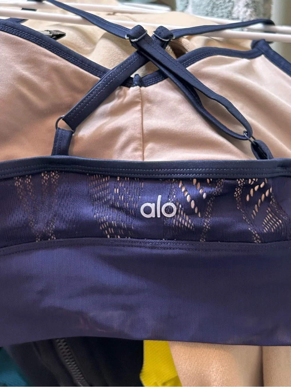ALO Yoga Navy Lace-Detail Sports Bralette Size Small